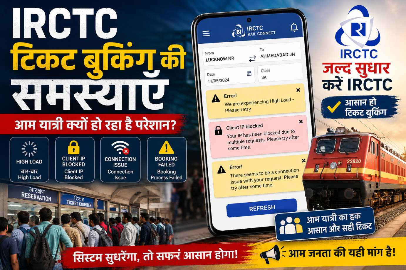 IRCTC Tatkal Ticket Booking Problem 2026: High Load, Client IP Blocked & Server Errors