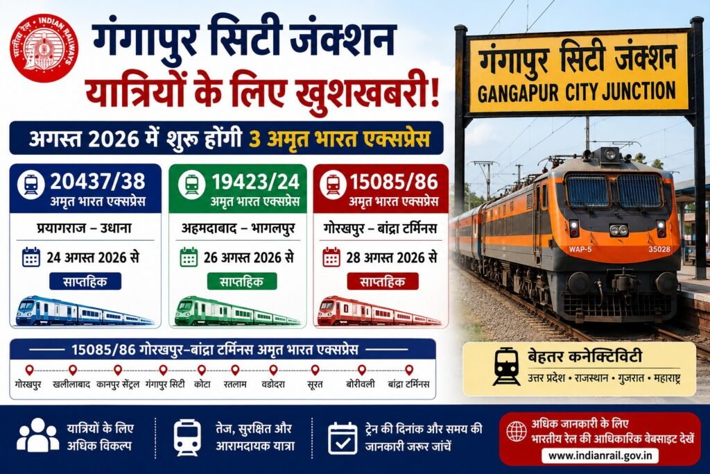 Gangapur City Amrit Bharat Express: 3 Trains August 2026