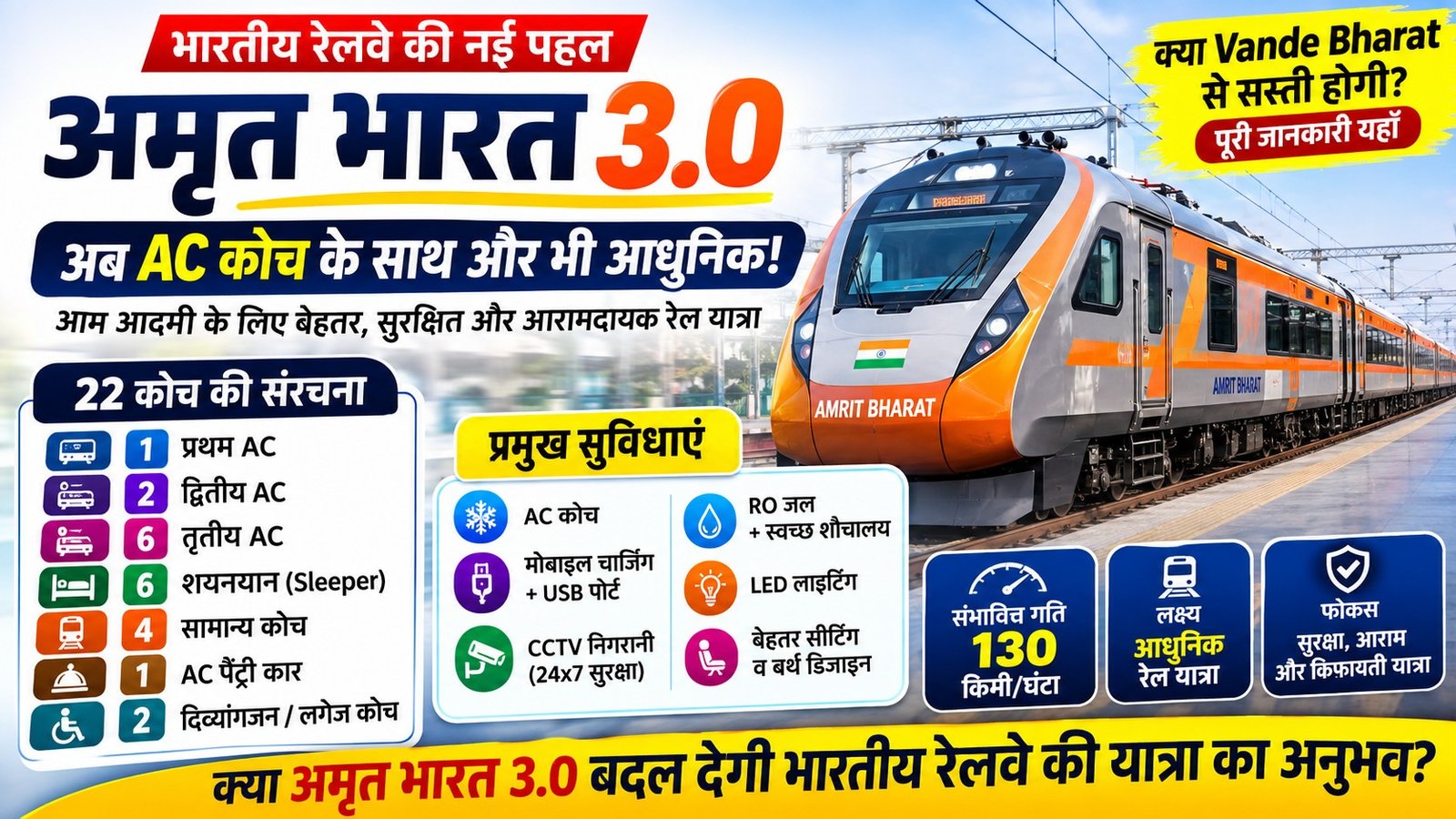 Amrit Bharat 3.0: AC Coach, Features & Vande Bharat Se Comparison
