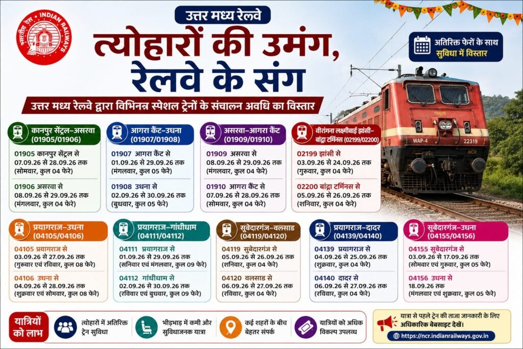 Railway Special Trains September 2026: Route & Dates