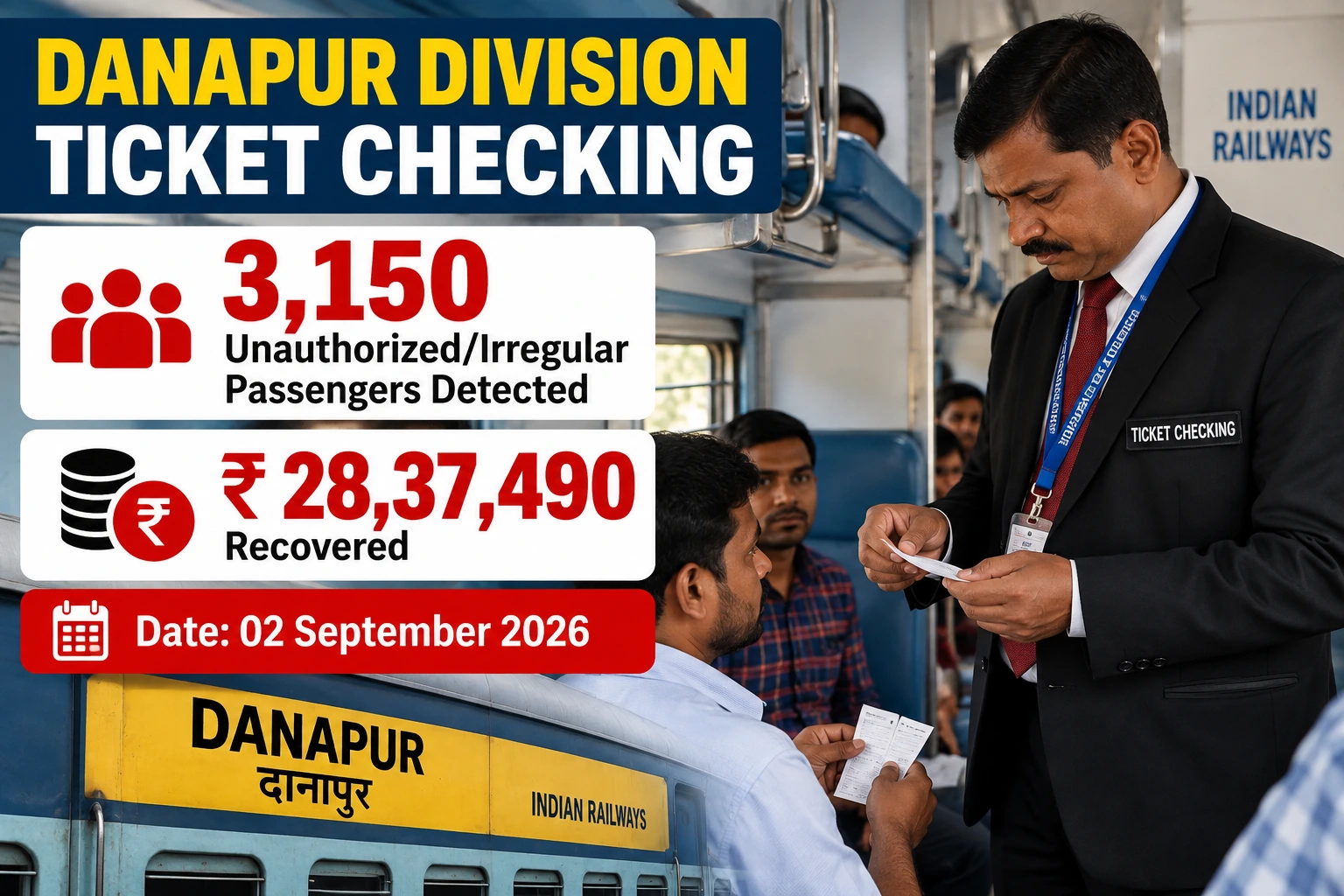 Danapur Division Ticket Checking: 3,150 Passengers, ₹28.37 Lakh Recovered